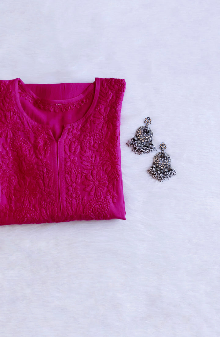 Zahrah Deep Pink Long Rayon Kurta