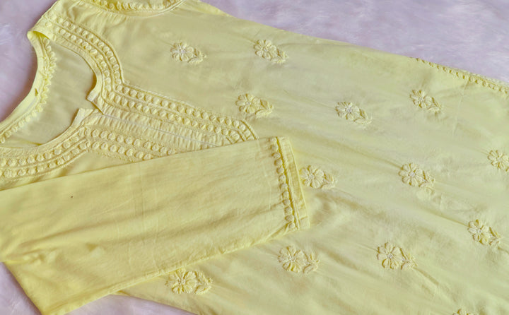 Saleha Pastel Yellow Cotton Kurta