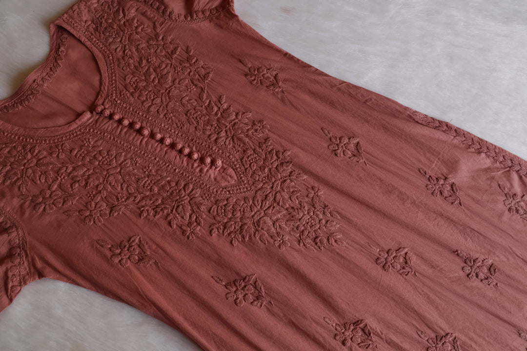 Aayat Rose Wood Cotton Kurta
