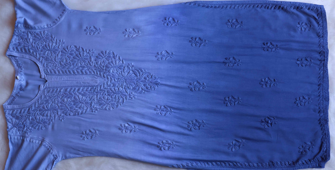 Amirah Ice Blue Ombre Long Rayon Kurta