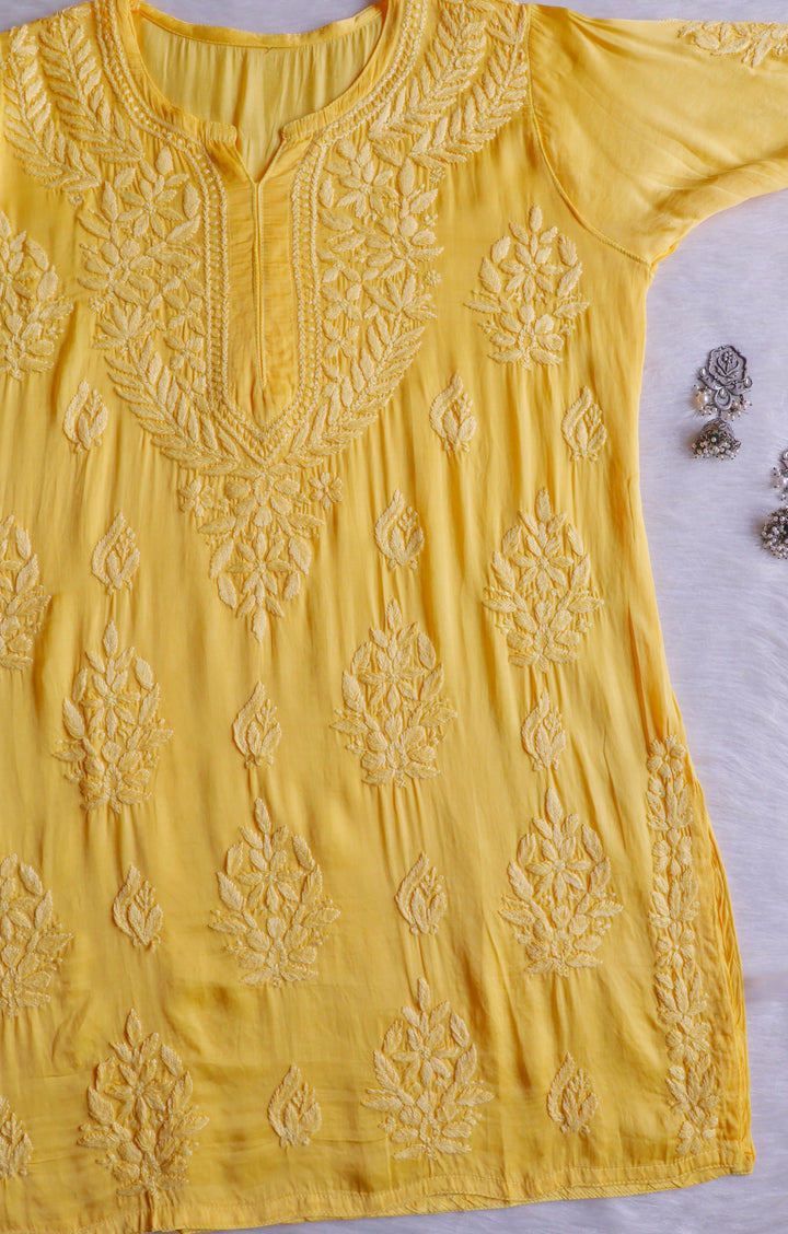 Mehr Yellow Modal Silk short top