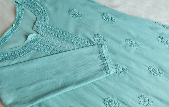 Saleha Mint Blue Cotton Kurta
