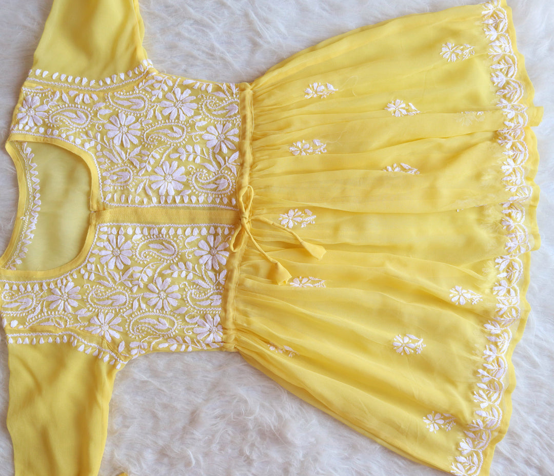 Yellow & White Georgette frock