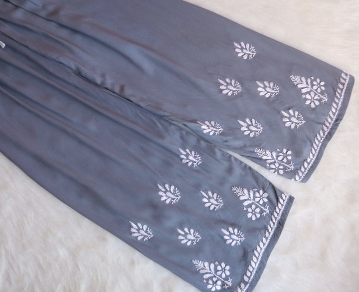 Zainab Grey Rayon Kurta Pant set