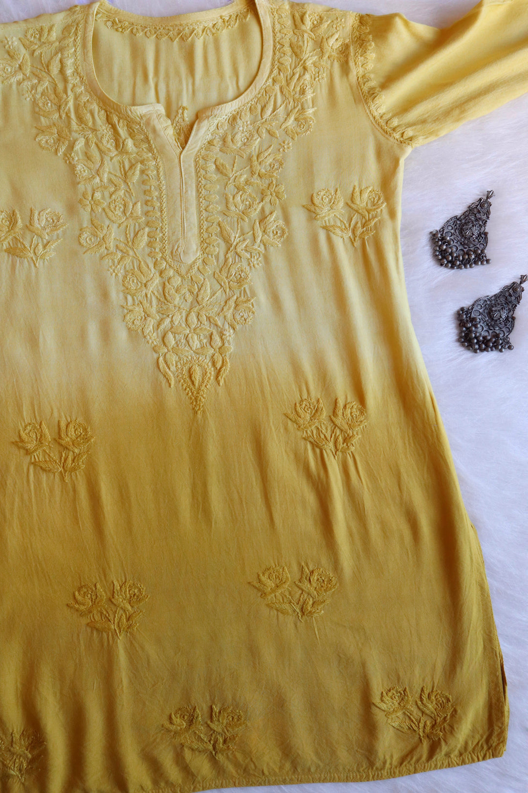 Gul Mustard Ombre Short Rayon Kurta