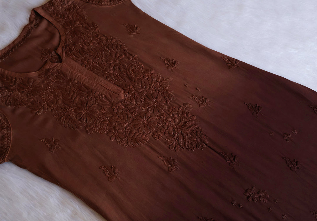 Zahrah Caramel Brown Ombre Long Rayon Kurta