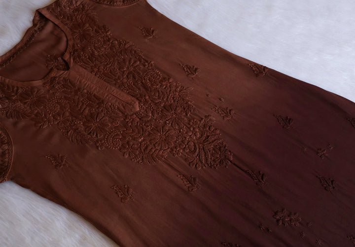 Zahrah Caramel Brown Ombre Long Rayon Kurta