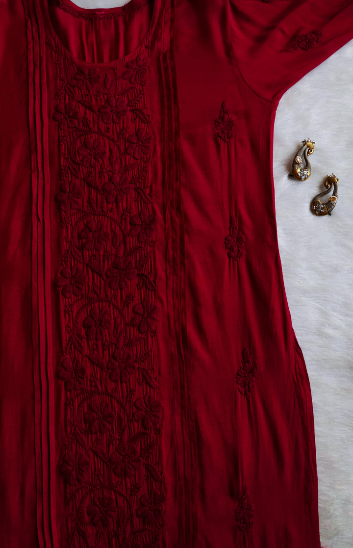 Mayra Maroon Pure Muslin Kurta