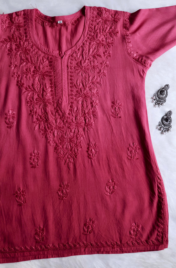 Farhaa Mauve Pink Ombre Short Rayon Kurta