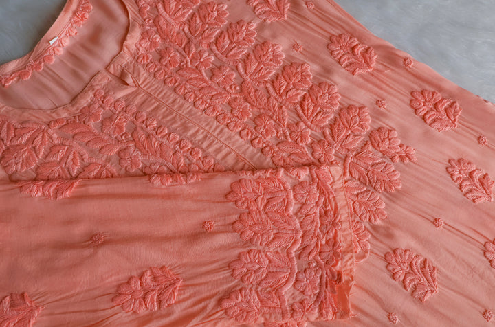 MehrNaaz Peach Pure Muslin Kurta