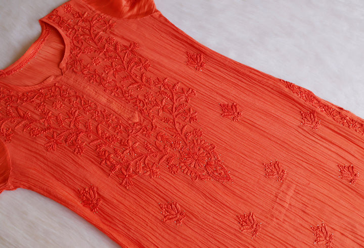 Naqsh Rust Pure Chanderi Mulmul Set