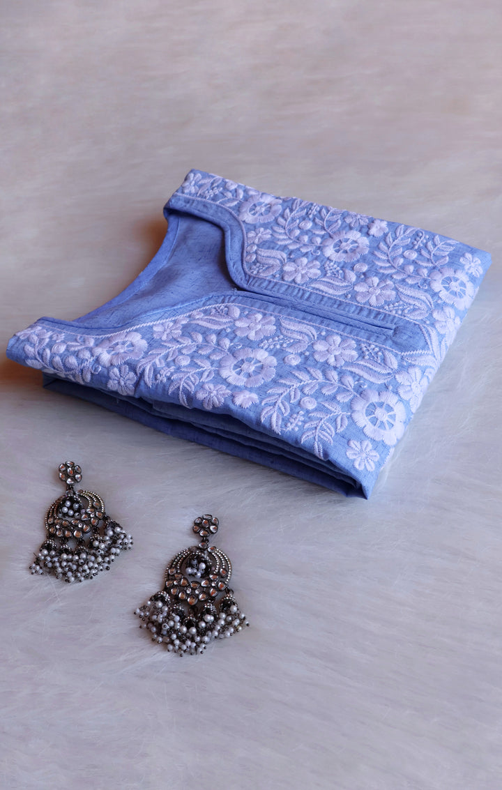Taraa Ice Blue Cotton Kurta