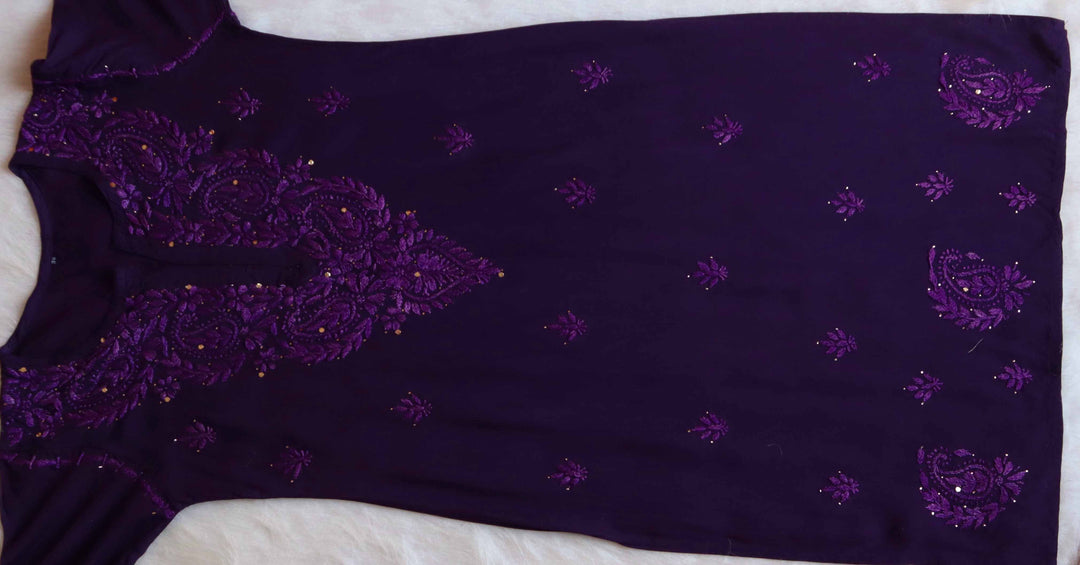 Purple 2 piece Rayon Mukaish set