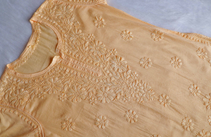 Nazakat Mango Yellow Cotton short kurta
