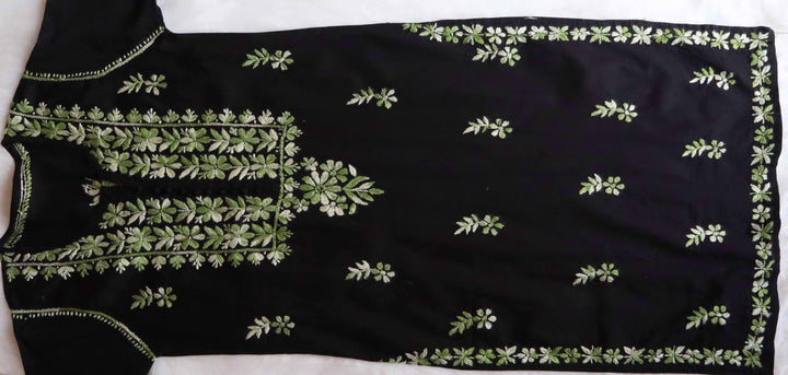 Gul-e-Jahaan Black & Green Cotton Kurta