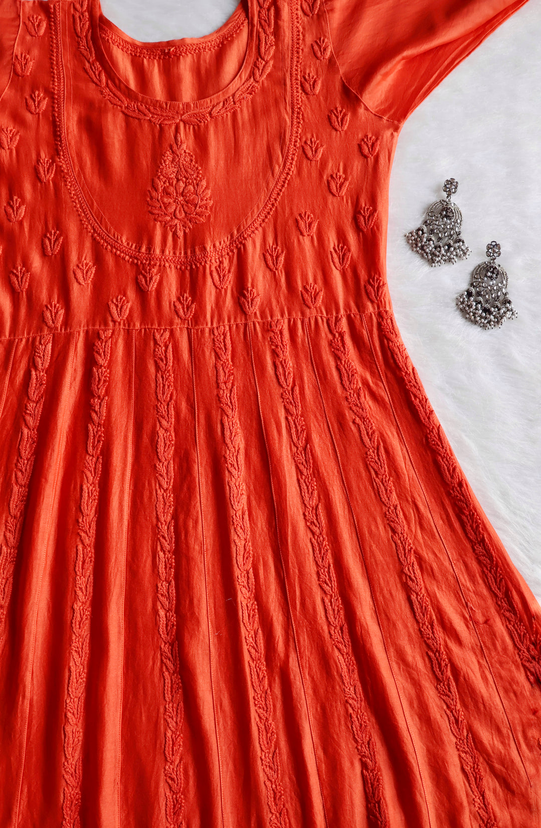 Naqsh Rust Pure Chanderi Silk Anarkali