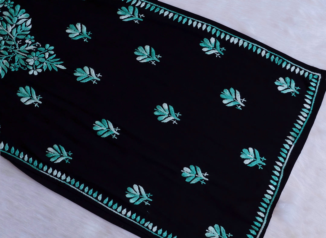 Sanam Black & Teal Ombre Long Rayon Kurta