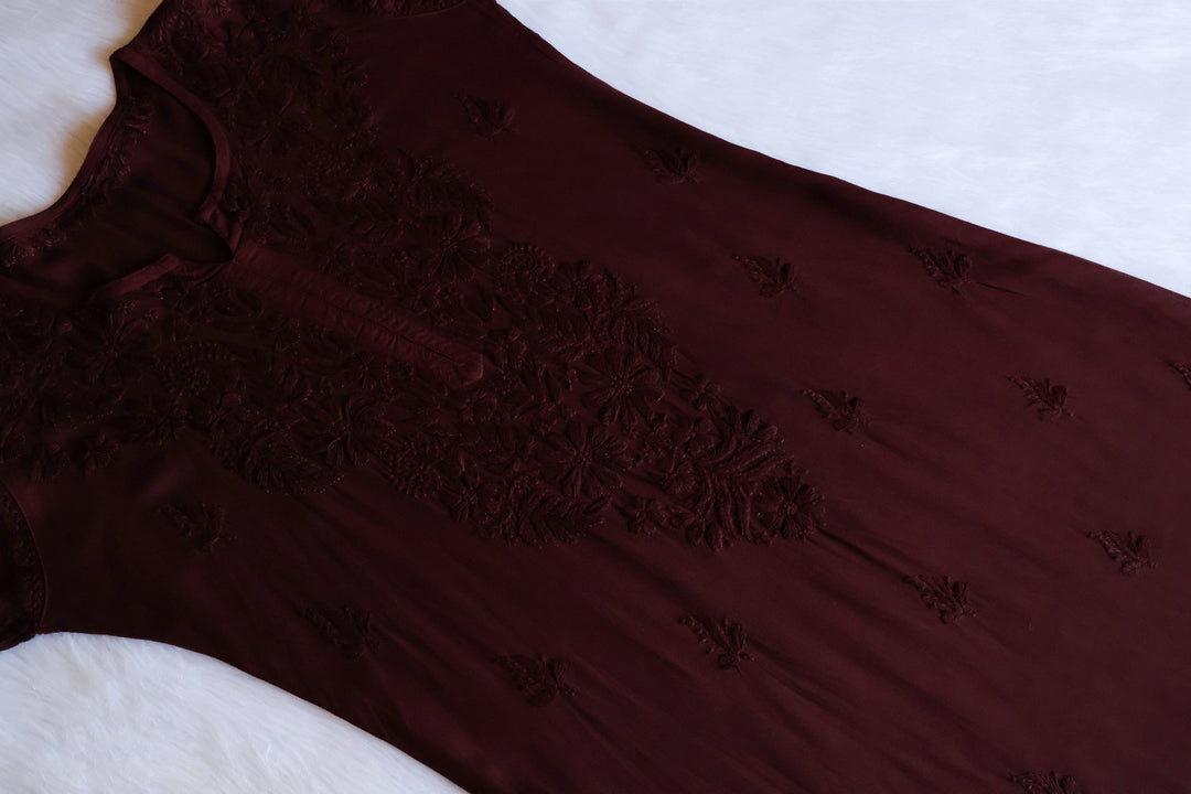 Zahrah Chocolate Brown Ombre Long Rayon Kurta