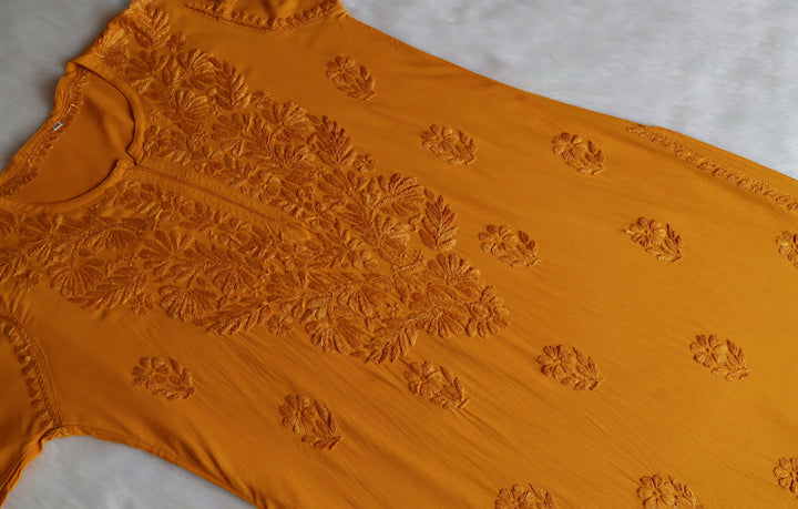 Ayra Mustard Yellow Long Rayon Kurta