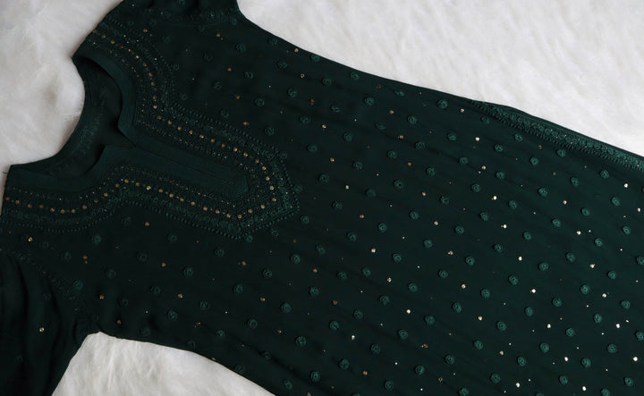 Mahaa Dark Green Viscose Georgette Kurta