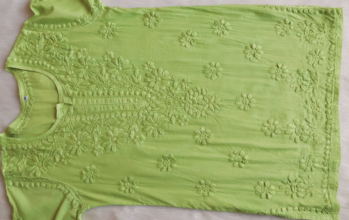 Nazakat Olive Green Cotton short kurta