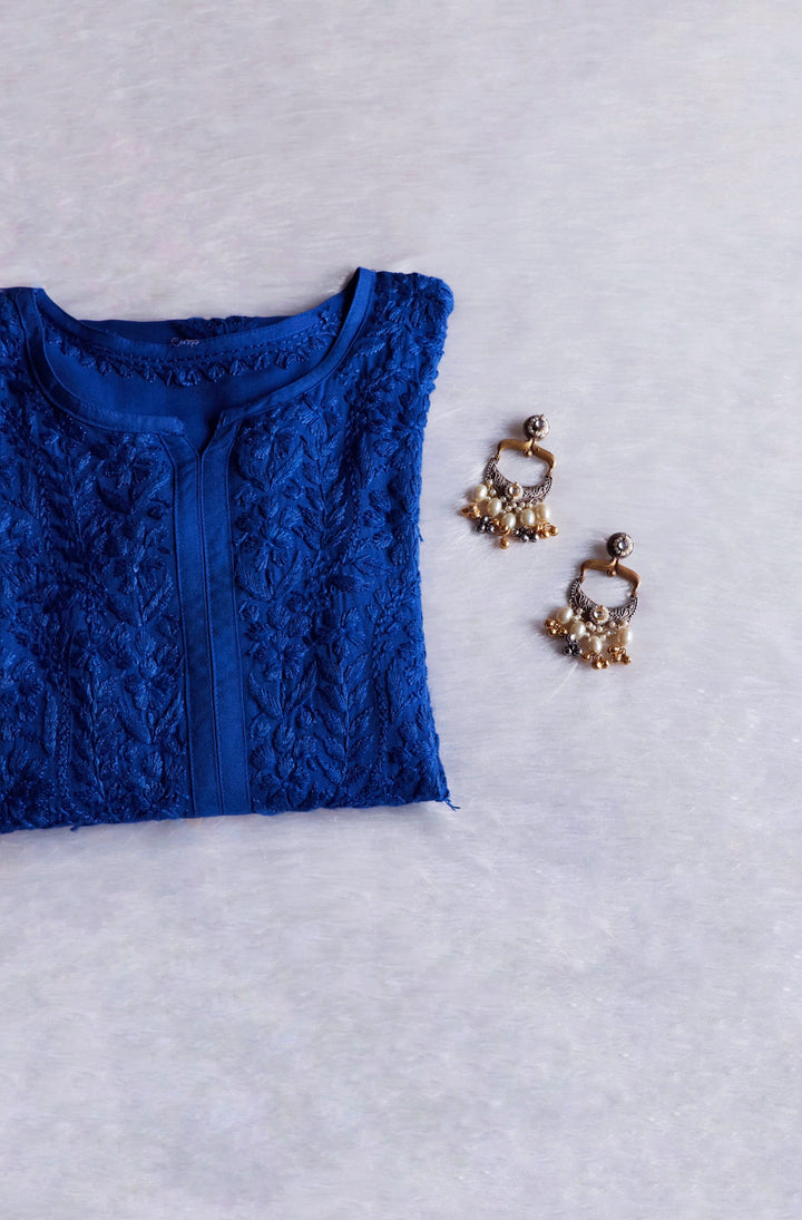Duaa Royal Blue Long Ombre Rayon Kurta