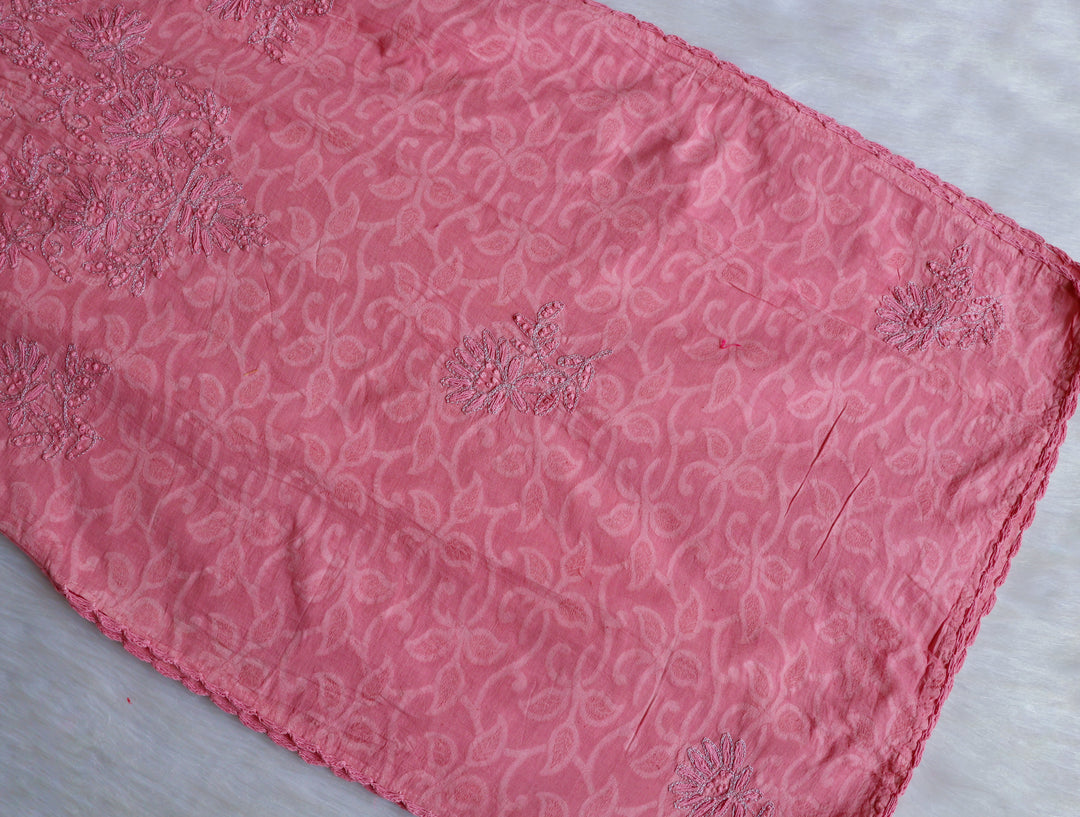 Rose Brown Long Jacquard Cotton kurta