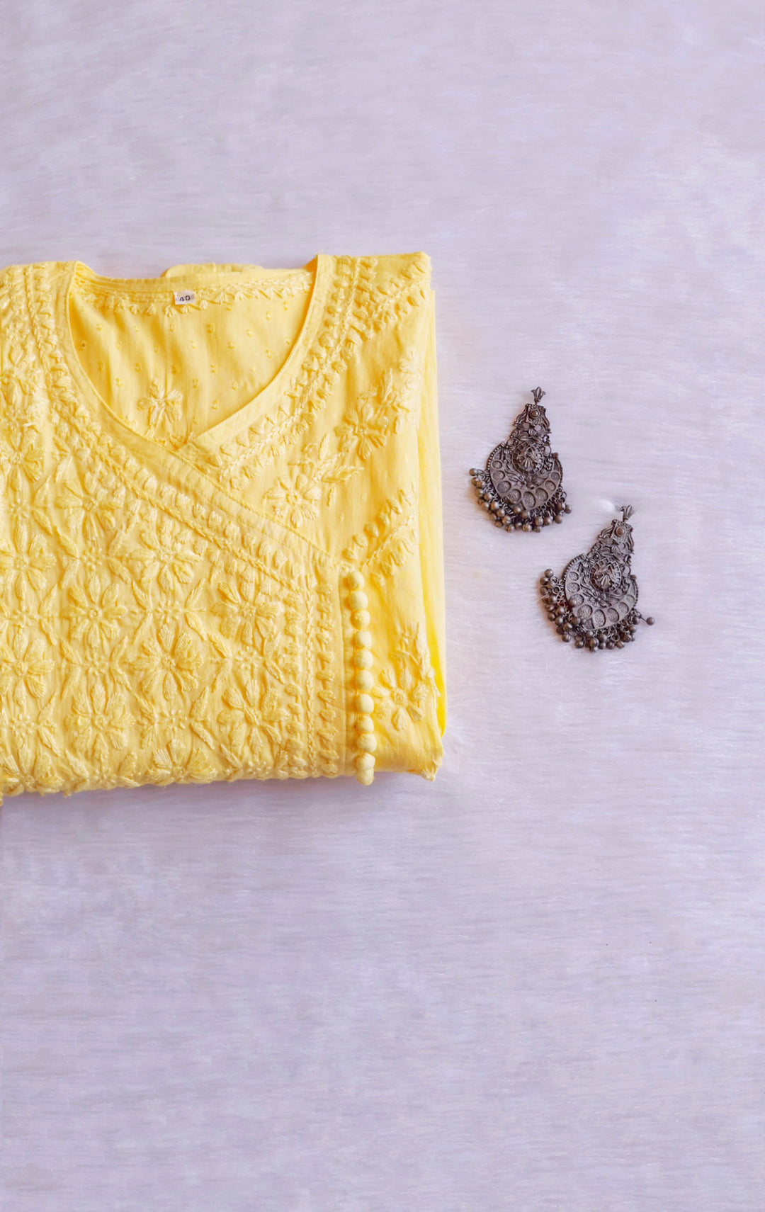 Nazakat Yellow Pure Cotton Angarakha Dress