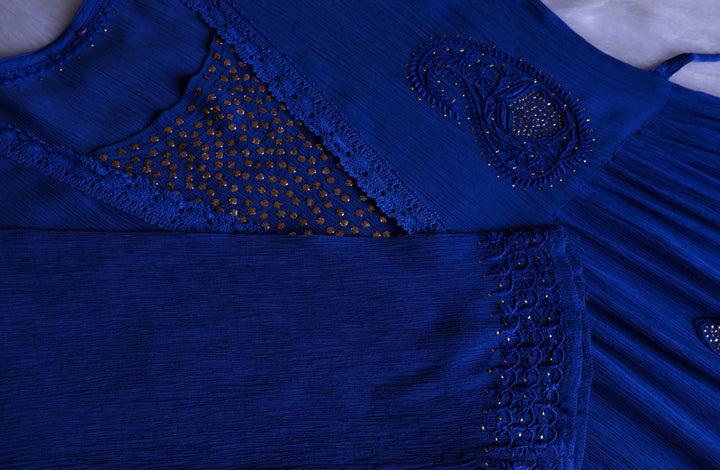 Anabiya Royal Blue Pure Chiffon Dress
