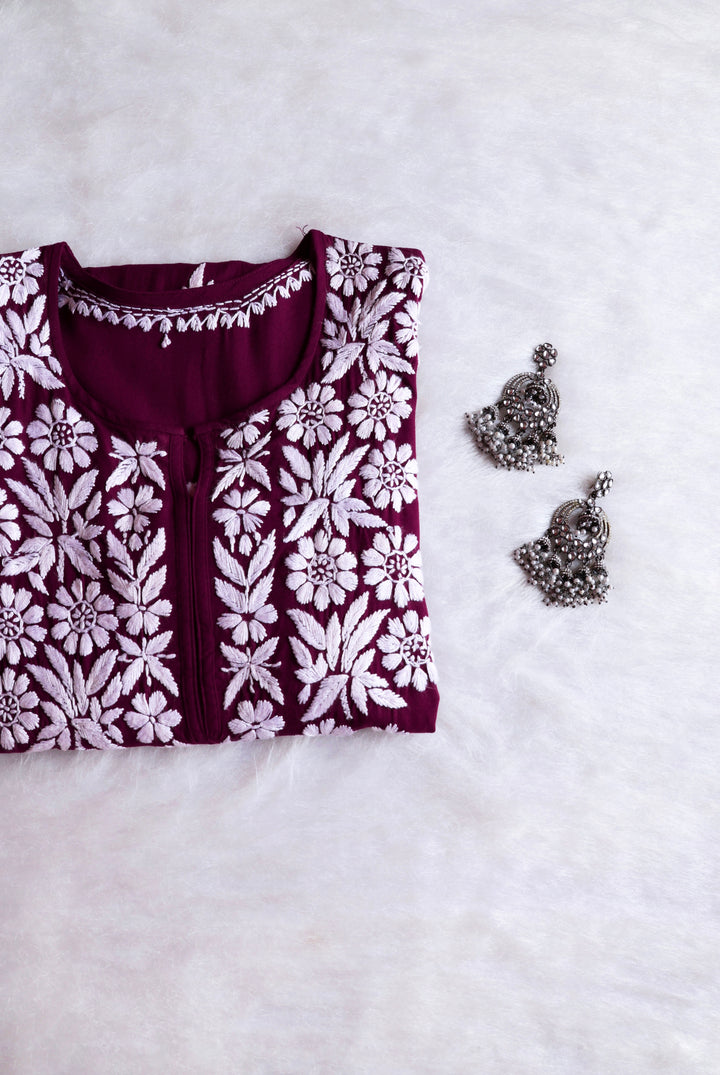 Mariyam Plum Long Rayon kurta