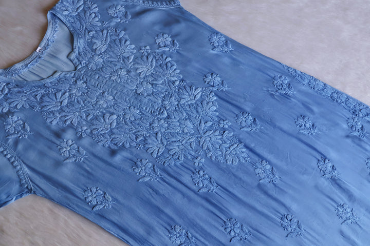Zaryaab Ice Blue Long Modal Silk Kurta