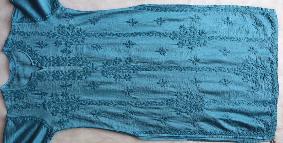 Alanah Sea Blue Pure Chanderi set