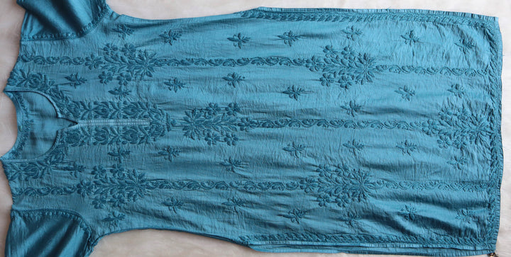 Alanah Sea Blue Pure Chanderi set