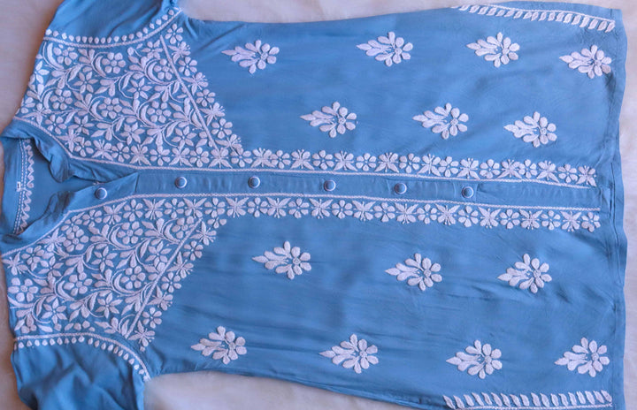 Hayaa Ice Blue Rayon Coord set