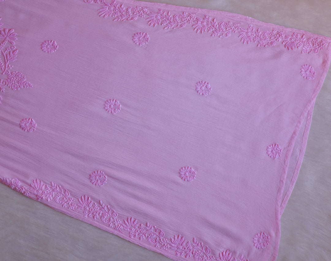 Mehr Pastel Pink Pure Chiffon Kurta