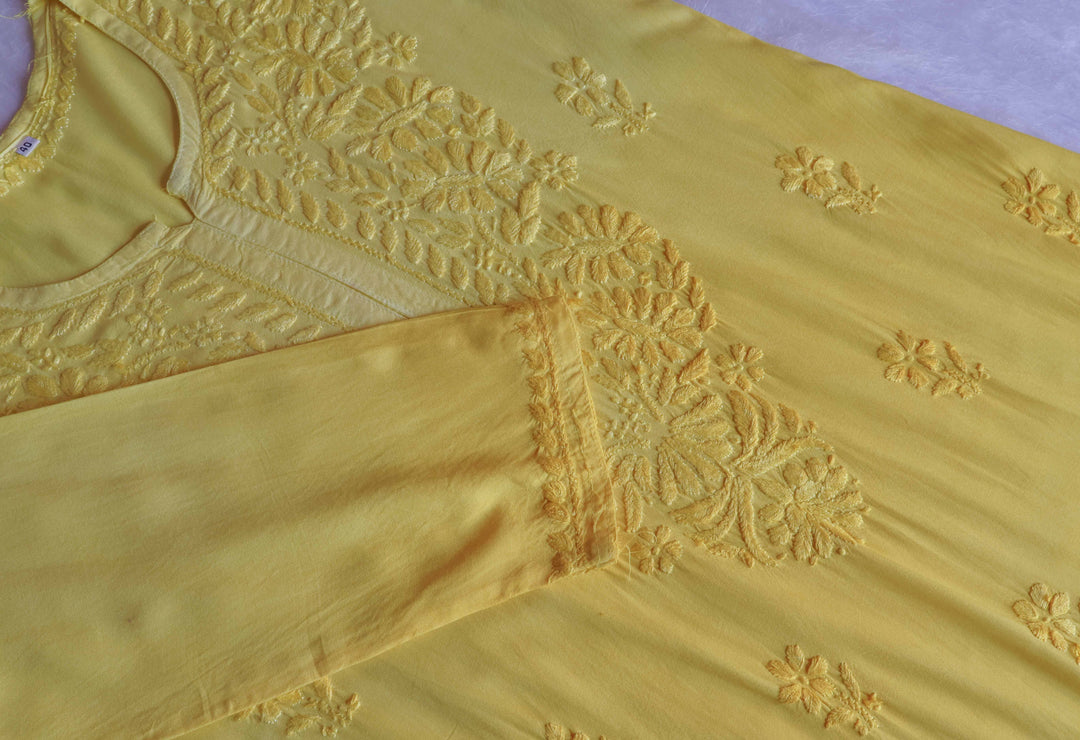 Amirah Pastel Yellow Ombre Long Rayon Kurta