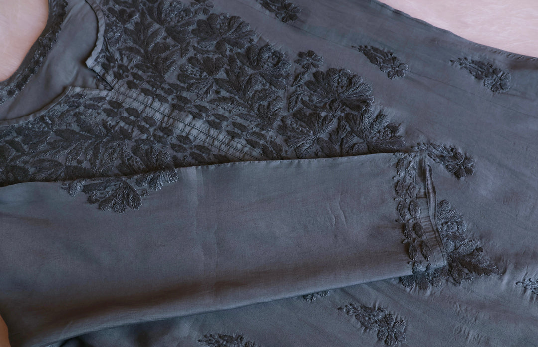 Alanah Grey Chanderi Kurta