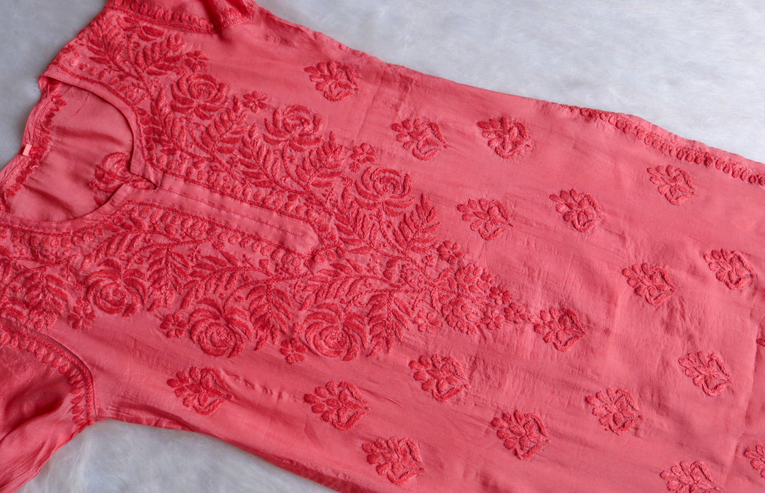 Zenara Rose Pink Chanderi Kurta