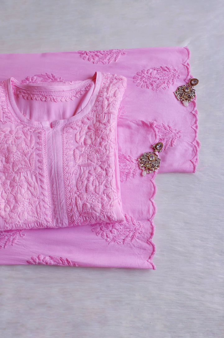 Alishba Baby Pink Scalloped Rayon set