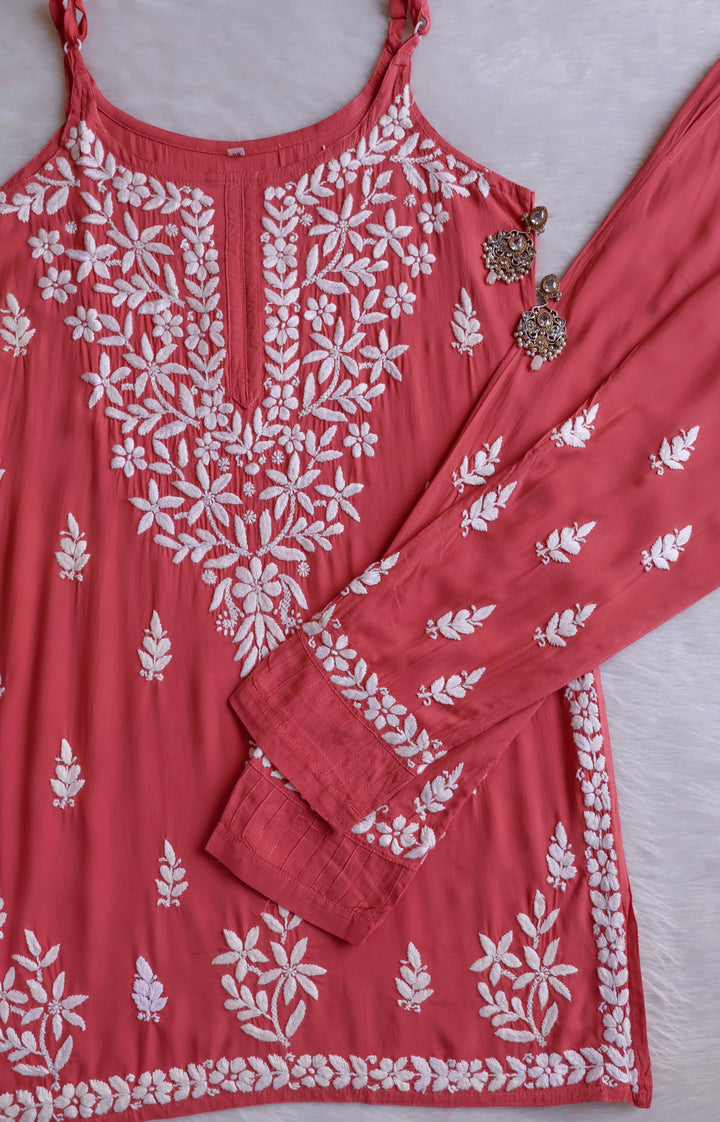 Mirha Rose Brown Sleeveless Modal Kurta Set