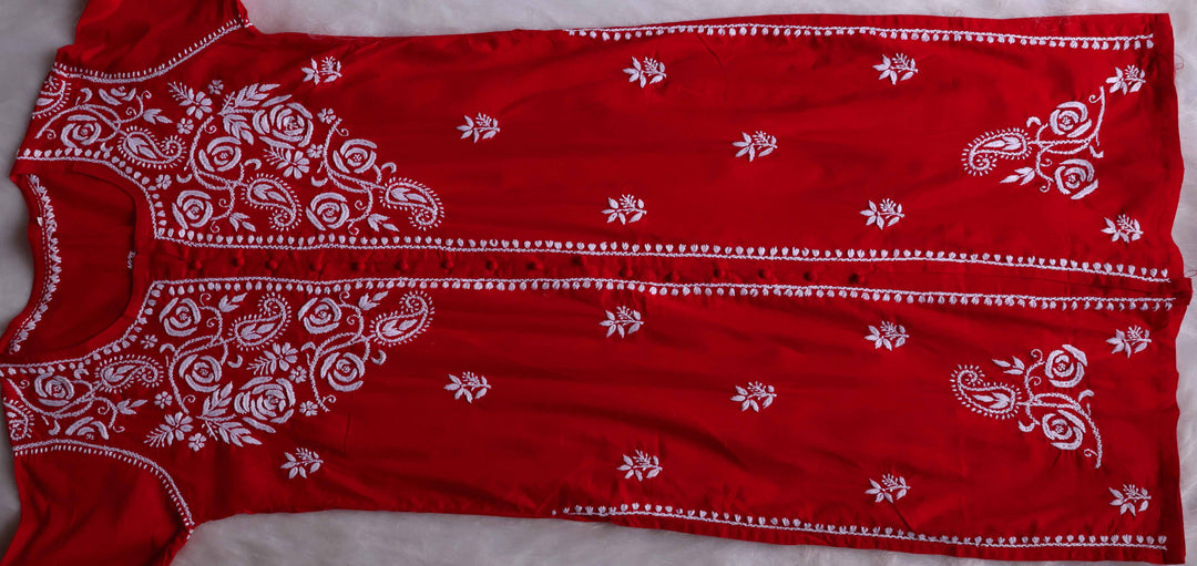 Gul Red & White Cotton Kurta