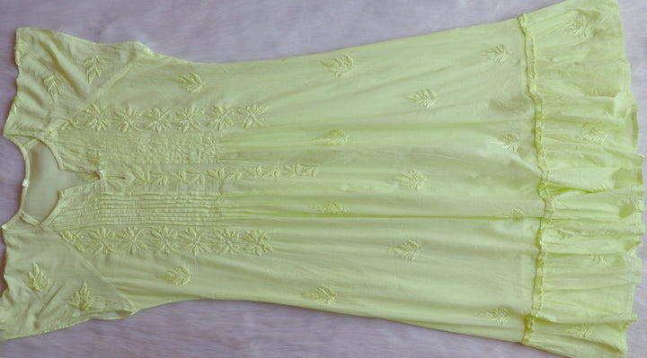 Noor Lime Green Pure Cotton Midi Dress