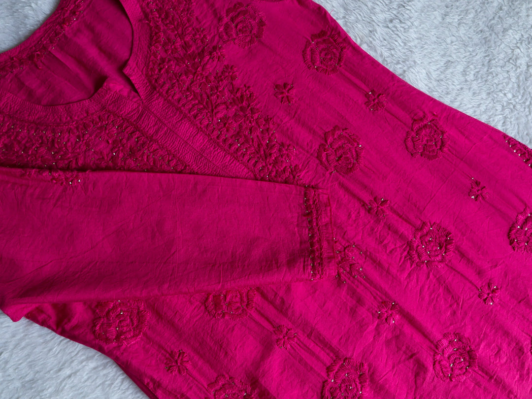 Hoor Deep Pink Pure Chanderi Kurta