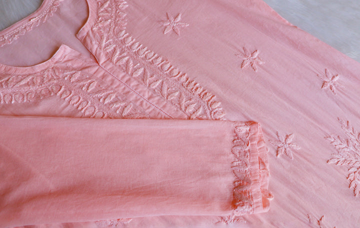 Heer Pastel Peach Pure Cotton Kurta