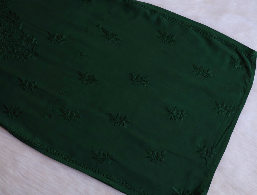 Hala Deep Green Blue Sleeveless Long Rayon Kurta