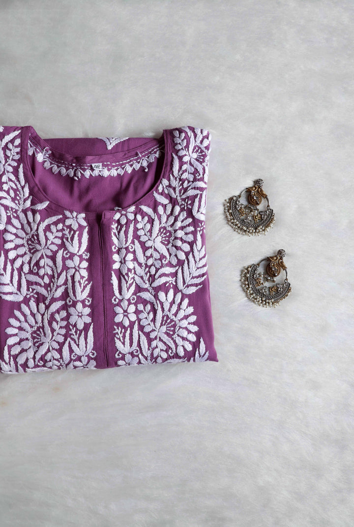 Rahaa Dusty Purple Long Rayon kurta