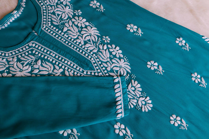 Zainab Ocean Blue Rayon Kurta Pant set