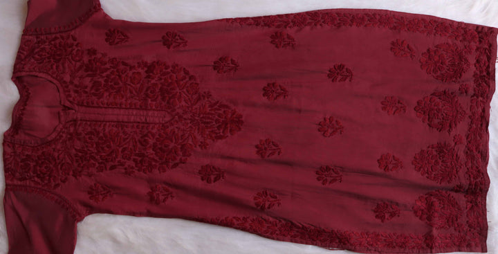 Jannat Terracotta Red Chanderi Kurta