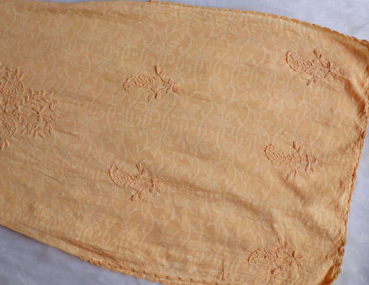 Yellow Long Jacquard Pearl Cotton kurta