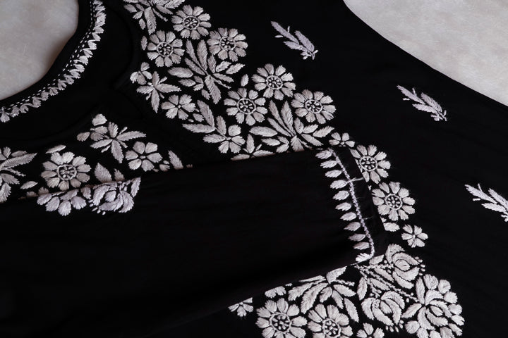 Mariyam Black Long Rayon kurta